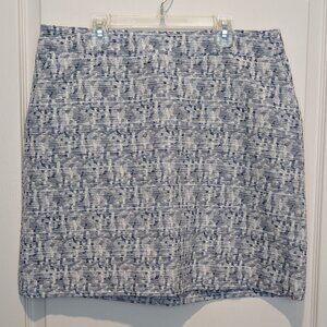 LOFT Blue and White Tweed Shift Skirt, Size 12